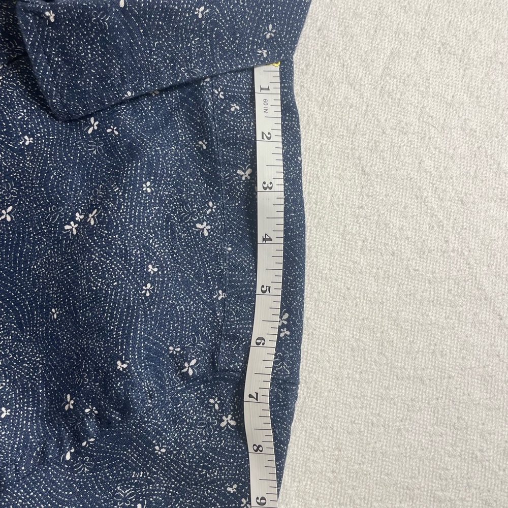 UNTUCKit Slim fit Medium Navy short sleeve button down 100% Linen small print - Picture 7 of 9